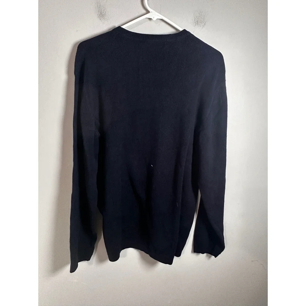 Banana Republic Mens Navy Blue 100% Cotton Ribbed‎ Crewneck Sweater Medium